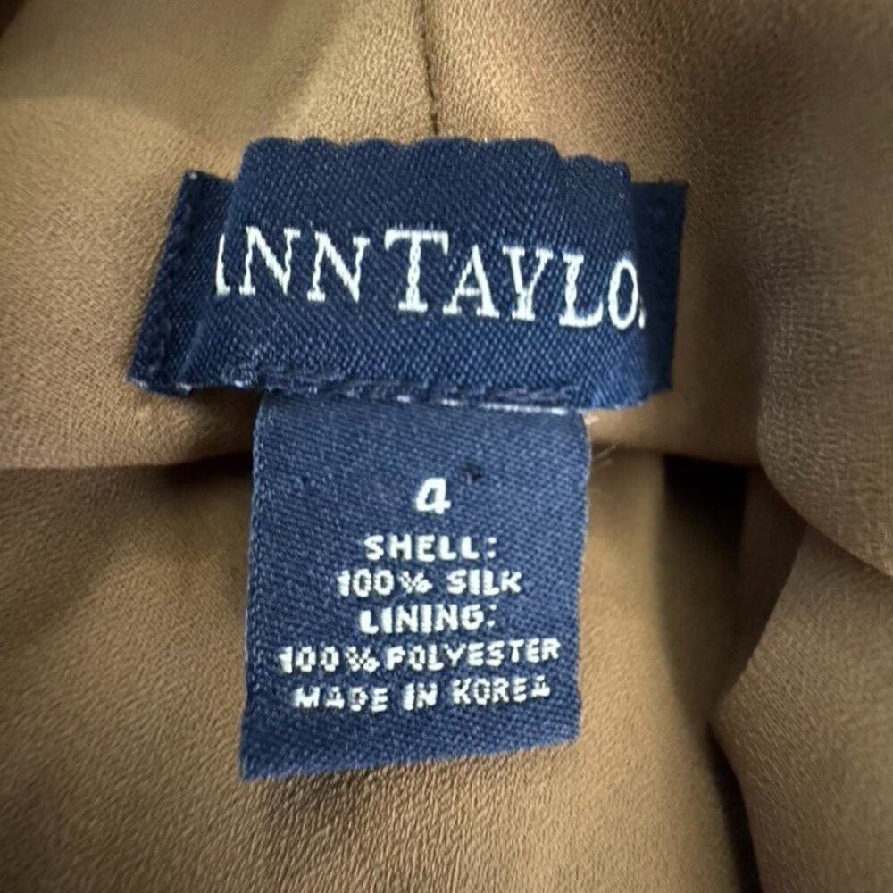 Ann Taylor Dress 4 Silk Animal Print Midi V Neck Crisscross Back Vintage y2k - Picture 7 of 8